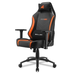 Кресло игровое Sharkoon SGS20-BK/OG чёрно-оранжевое, до 120кг (синтетическая кожа, регулируемый угол наклона, механизм качания)