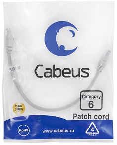Кабель патч-корд U/UTP 6 кат. 0.3м Cabeus PC-UTP-RJ45-Cat.6-0.3m-WH неэкранированный, белый