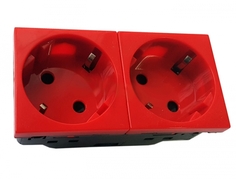 Розетка SPL 200010 электрическая с заземляющим контактом двойная под углом 45гр (красный)