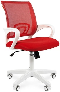 Кресло офисное Chairman 696 7014837 белый пластик, красное (TW-19/TW-69), ткань/сетчатый акрил, до 120 кг
