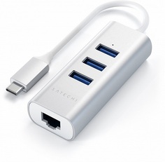 Концентратор Satechi ST-TC2N1USB31AS Type-C 2-in-1 USB 3.0 Aluminum 3 Port Hub and Ethernet Port, серебро