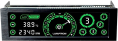 Панель управления вентиляторами Lamptron CM430 сенсорная, 30Вт/канал х4, PWM, черная, зеленая подсветка дисплея