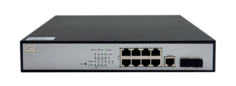 Коммутатор PoE GIGALINK GL-SW-G204-10P L2, 8 Base-T 10/100/1000Mb/s PoE портов, 2 Base-X SFP 1000Mb/s. 1U 19, 220V, суммарная мощность 240W