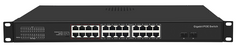 Коммутатор неуправляемый GIGALINK GL-SW-G005-24P 24PoE (802.3af/at)-1000Мбит/с, 17-24 порт до 250м cat6, 2 SFP- 1000Мбит/с , 400W