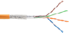Кабель витая пара SF/UTP 5e кат. 4 пары NIKOLAN NKL 9300C-OR 24AWG(0.51 мм), медь, одножильный (solid), внутренний, LSZH, нг(A)-HFLTx, оранжевый, уп/3