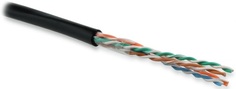 Кабель витая пара U/UTP 5e кат. 4 пары Hyperline UUTP4-C5E-S24-OUT-PE-BK-500 24AWG(0.51 мм), медь, одножильный (solid), внешний, PE, чёрный, уп/500м