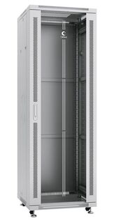 Шкаф напольный 19", 37U Cabeus SH-05C-37U60/80 600x800x1833mm (ШхГхВ) передняя стеклянная и задняя сплошная металлическая двери, ручка с замком, цвет