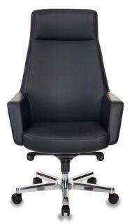 Кресло офисное Бюрократ _Antonio черный, кожа, крестовина алюминий