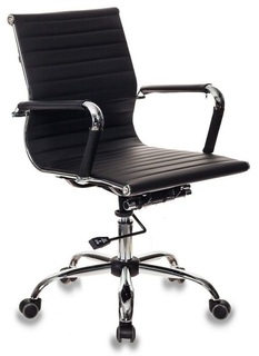 Кресло офисное Бюрократ CH-883-LOW CH-883-LOW/BLACK черное, искусственная кожа, крестовина хром, низкая спинка