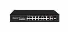 Коммутатор PoE OSNOVO SW-8182/L(300W) на 16 RJ45 PoE + 2 x RJ45 + 2 GE SFP портов, 16 x GE (10/100/1000 Base-T) с поддержкой PoE (IEEE 802.3af/at), 2