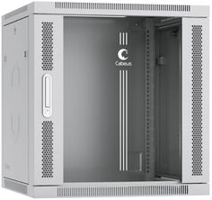 Шкаф настенный 19", 12U Cabeus SH-05F-12U60/35-R 600x350x635mm (ШхГхВ) дверь стекло, цвет серый (RAL 7035)