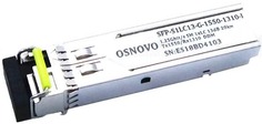Модуль SFP OSNOVO SFP-S1LC13-G-1550-1310-I до 1.25 Гбит/c, LC/13дБ/расстояние передачи до 20км/Tx 1550/Rx 1310/поддержка DDM