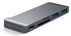 Концентратор Satechi Type-C USB 3.0 Passthrough Hub ST-TCUPM для Macbook 12", 1x USB-C, 2 x USB 3.0, SD, microSD, серый космос
