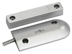 Датчик Smartec ST-DM146NC-SL магнитоконтактный, НЗ, накладной для металлических дверей, металлорукав, зазор 60 мм