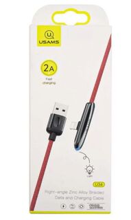 Кабель интерфейсный Usams U34 УТ000019977 USB/Lightning с индикатором, боковой, красный (SJ362USB02)