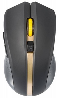 Мышь Oklick 495MW черная/золотистая, 1600dpi, USB, 6 кнопок