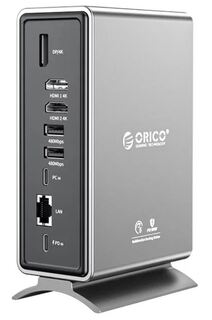 Док-станция Orico ORICO-CDH-15P-SV-BP 15 в 1, USB-A3.0 (5 Гбит/с)×2, USB-A2.0 (480 Мбит/с)×4, USB-C3.0 (5 Гбит/с)×1, TF(microSD)/ SD×1, HDMI(4K@60Гц)×