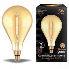 Лампа светодиодная Gauss 179802118 LED Vintage Filament Straight PS160 6W E27 160*290mm Amber 890lm 2700K 800 лм