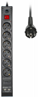 Сетевой фильтр Buro BU-SP1.8_USB_2A-B 6 розеток, 1,8 метра, USB, 2А, черный