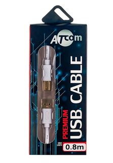 Кабель интерфейсный USB 2.0 Atcom AT6151 0.8 m (Am/Bm, феррит), блистер