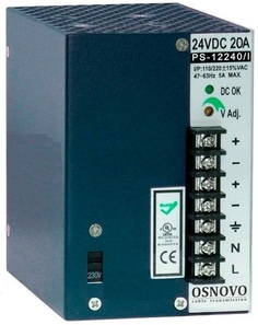 Блок питания OSNOVO PS-12240/I промышленный. DC12V, 20A (240W). Диапазон входных напряжений: AC115,