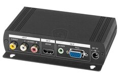 Преобразователь SC&T AD001HH аудио и композитного видеосигнала в VGA и HDMI. Входы - композитный видео и стереоаудио. Выходы - композитный видео и сте Sct