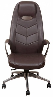 Кресло офисное Бюрократ _ZEN коричневое, кожа, крестовина алюминий