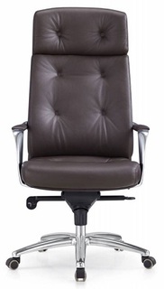 Кресло офисное Бюрократ _DAO коричневое, кожа, крестовина алюминий