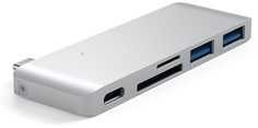 Док-станция Satechi Type-C USB 3.0 Passthrough Hub USB для Macbook 12", 1x USB-C, 2 x USB 3.0, SD, microSD, серебряный