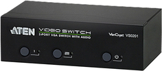 Переключатель KVM Aten VS0201-AT-G switch, VGA/SVGA+AUDIO, 2> 1 монитор/port, без шнуров, (1920x1440 (30м)/1280x1024 (65м);порт RS232 для управления и