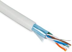 Кабель витая пара F/UTP 5e кат. 4 пары Hyperline FUTP4-C5E-P26-IN-LSZH-WH-100 26AWG(7x0.16 мм), медь, многожильный (stranded), внутренний, LSZH, нг(C)