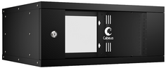 Шкаф настенный 19", 4U Cabeus WSC-05D-4U55/45-BK серия LIGHT разборный, дверь стекло, цвет черный