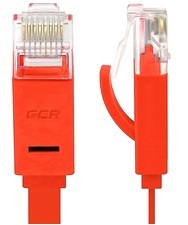Кабель патч-корд U/UTP 6 кат. 7,5м GCR GCR-LNC624-7.5m ,15163,плоский прямой PROF медь,красный, позолоч. контакты, 30 AWG, Premium ethernet high speed