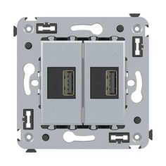 Зарядное устройство DKC 4404543 в стену, USB, "Закаленная сталь", "Avanti"