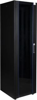 Шкаф напольный 19", 36U Datarex DR-700411 телекоммуникационный 600х800, передняя дверь стекло, задняя стенка сплошная, металл, черный
