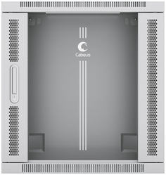 Шкаф настенный 19", 12U Cabeus SH-05F-12U60/60-R 600x600x635mm (ШхГхВ) дверь стекло, цвет серый (RAL 7035)