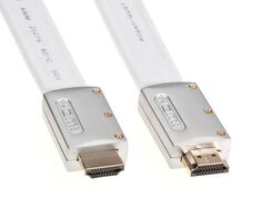 Кабель интерфейсный HDMI-HDMI Aopen/Qust ACG568F-S-1M 19M/M ver 2.0, серебряно-белый Flat, 1м