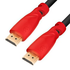 Кабель интерфейсный HDMI удлинитель GCR GCR-HM350-1.0m 01165, v1.4 HDMI M/M черный, красные коннекторы, OD7.3mm, 30/30 AWG, позолоченные контакты, Eth