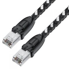 Кабель патч-корд U/UTP 6 кат. 0.5м GCR GCR-52775 PROF прямой, STRONG , ethernet high speed 10 Гбит/с, T568B, черно-белый нейлон