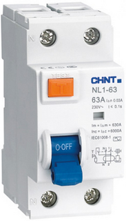 Выключатель дифференциального тока (ВДТ, УЗО) CHINT 200420 1P+N, 63А, 100мА, тип, AC, 10кА, NL1