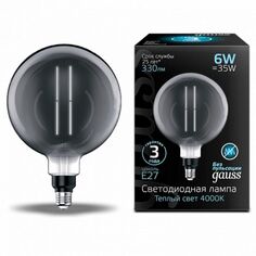 Лампа светодиодная Gauss 154802205 LED Vintage Filament Straight G200 6W E27 200*283mm Gray 330lm 4000K 300 лм