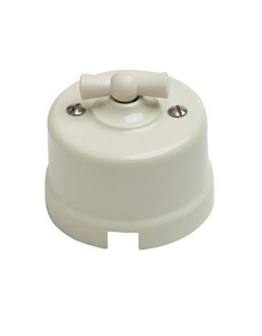 Выключатель Bironi B1-201-211 пластик, слоновая кость, 1-клавишный проходной