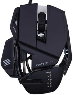 Мышь Mad Catz R.A.T. 4+ MR03MCINBL000-0 чёрная, PMW3330, USB, 9 кнопок, 7200 dpi, красная подсветка