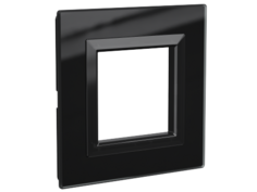Рамка из натурального стекла DKC 4402822 для встраиваемых в стену ЭУИ серии Avanti, чёрная, 2 модуля, "Avanti"