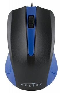 Мышь Oklick 225M 288233 черный/синий оптическая (1200dpi) USB (3but)
