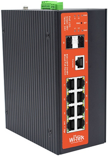 Коммутатор управляемый Wi-Tek WI-PMS310GF-Alien-I L2, 8 PoE порта 1000Base-T IEEE802.3at/af/Passive 24В, IP30, питание 2хDC 37-57В, DC 12-57В