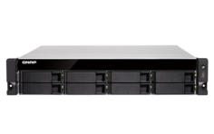 Сетевой накопитель QNAP TS-883XU-E2124-8G 8 отсеков 3,5"/2,5", 2х10 SFP+, стоечное исполнение, блок питания. E-2124 3,3 ГГц (до 4,3 ГГц ), 8 ГБ DDR4 E