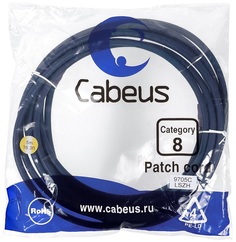 Кабель патч-корд SSTP 8 кат. 5м Cabeus PC-SSTP-RJ45-Cat.8-5m-LSZH 2xRJ45/8p8c, экранированный, синий, LSZH