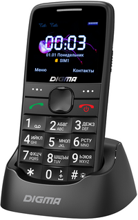 Мобильный телефон Digma S220 Linx LT1075MM 32MB 2Sim 2.2" 220x176, 0.3Mpix, GSM900/1800, MP3, FM, microSD max32GB, черный (1515437)