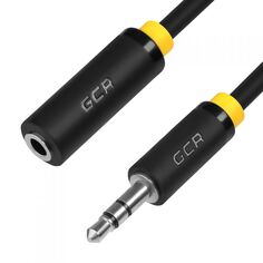 Удлинитель GCR GCR-STM1 аудио, 1.0м, jack 3,5mm/jack 3,5mm, черный, желтая окантовка, ультрагибкий, 28AWG, M/F, Premium, экран, стерео